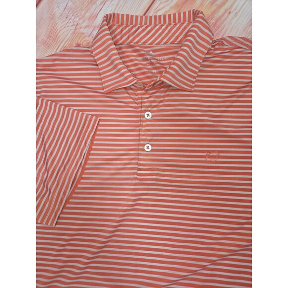 Southern Tide Brrr Mens Orange Striped Polo Large - Picture 4 of 6